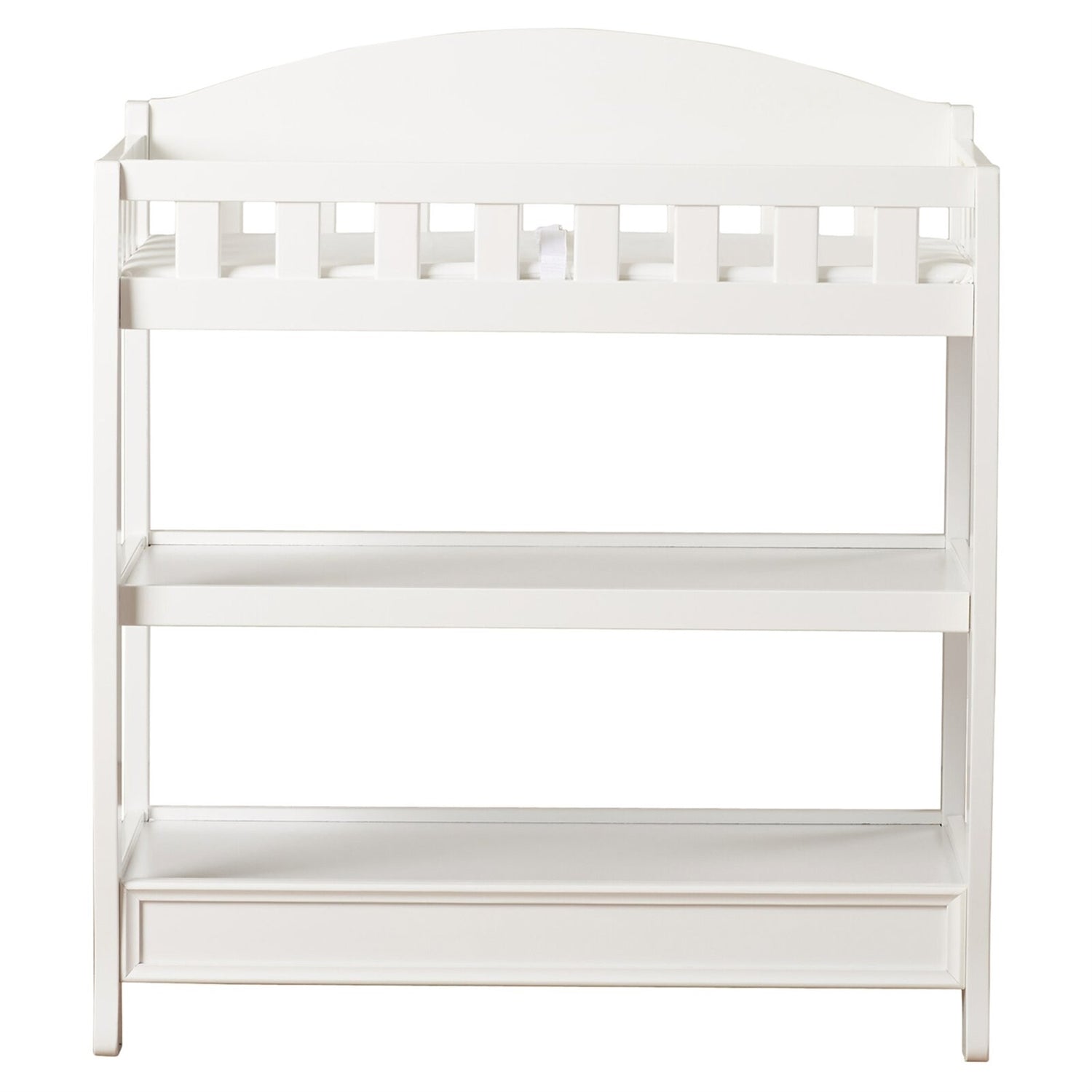 Modern White Wooden Baby Changing Table with Safety Rail Pad and Strap-2