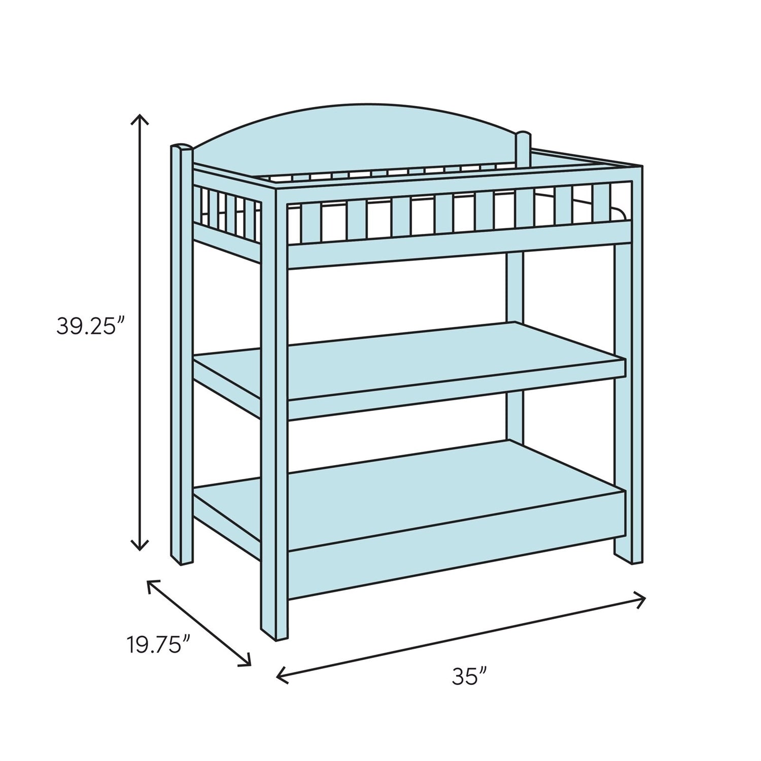 Modern White Wooden Baby Changing Table with Safety Rail Pad and Strap-4