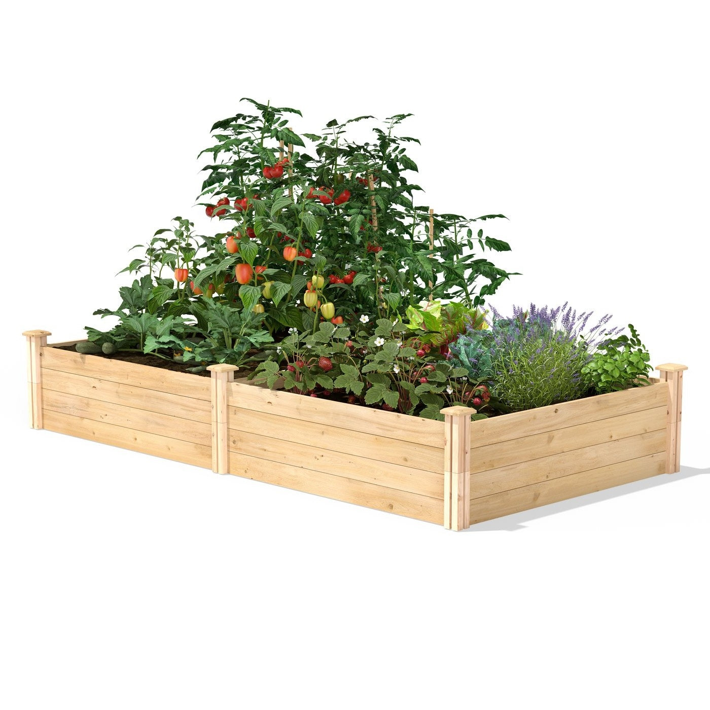 4 ft x 8 ft Cedar Wood Raised Garden Bed - Made in USA-0