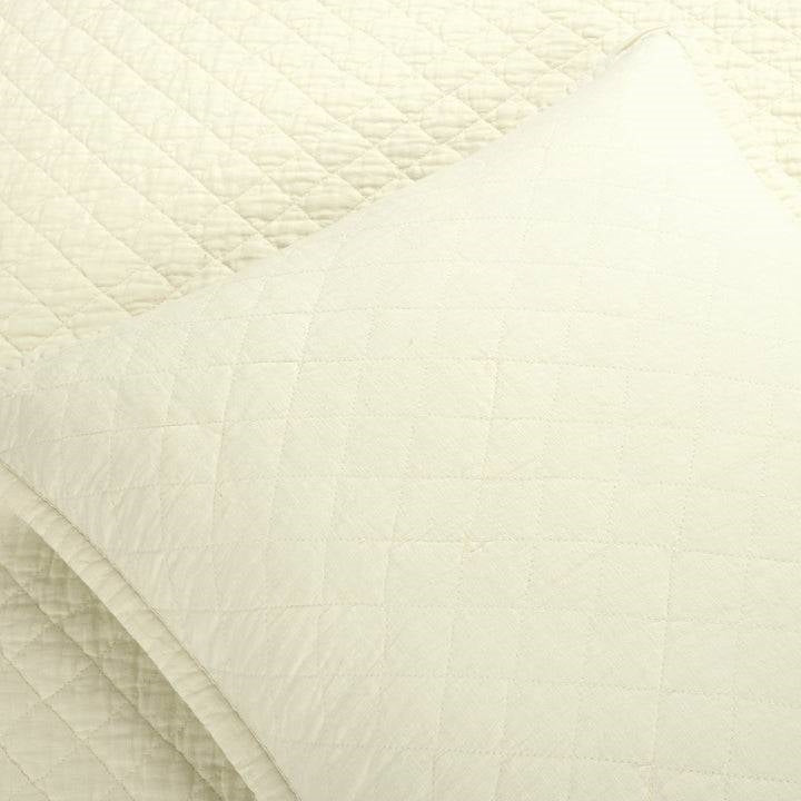 Full/Queen Lightweight Cotton Linen Ivory Textured Reversible 3-Piece Quilt Set-1