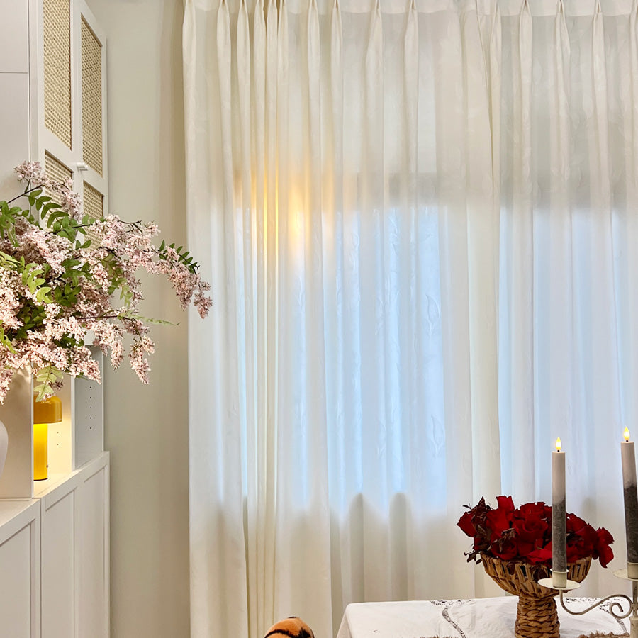 Ivy Vine Leaf Cotton Sheer Curtains