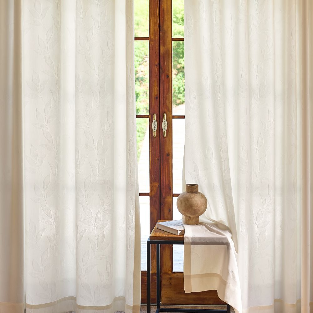 Ivy Vine Leaf Cotton Sheer Curtains