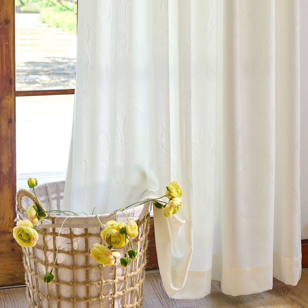 Ivy Vine Leaf Cotton Sheer Curtains