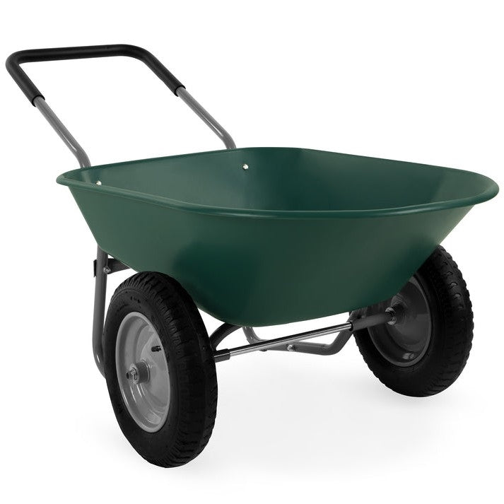 Heavy Duty 2-Wheel Multipurpose Rust Proof Wheelbarrow - Green-0