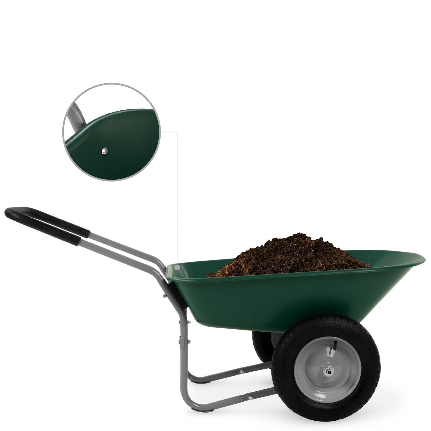 Heavy Duty 2-Wheel Multipurpose Rust Proof Wheelbarrow - Green-2