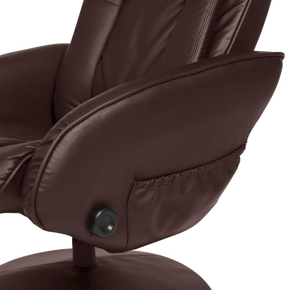 Sturdy Brown Faux Leather Electric Massage Recliner Chair w/ Ottoman-3