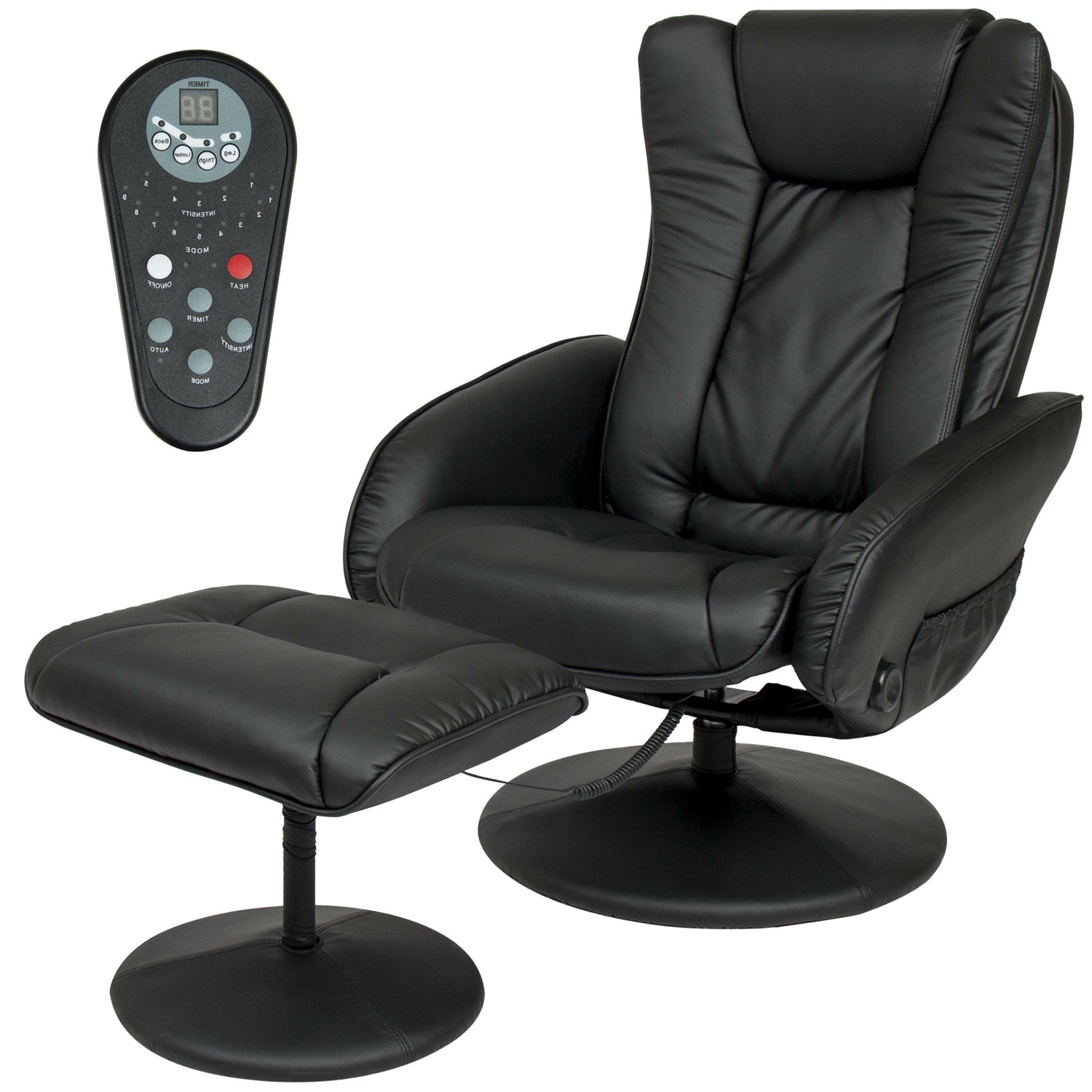 Sturdy Black Faux Leather Electric Massage Recliner Chair w/ Ottoman-0