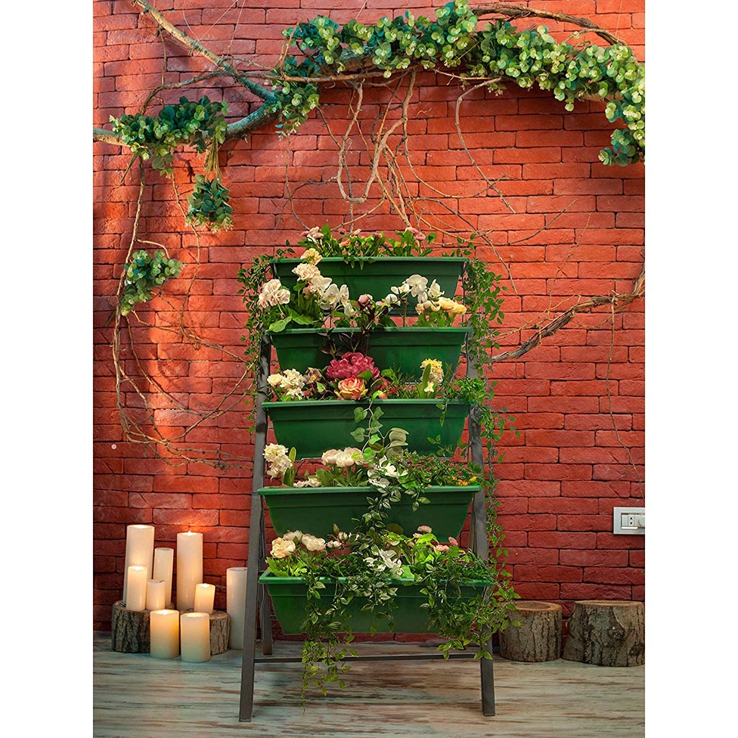 4 FT 5 Tier Green Vertical Garden Indoor/Outdoor Elevated Planter-3