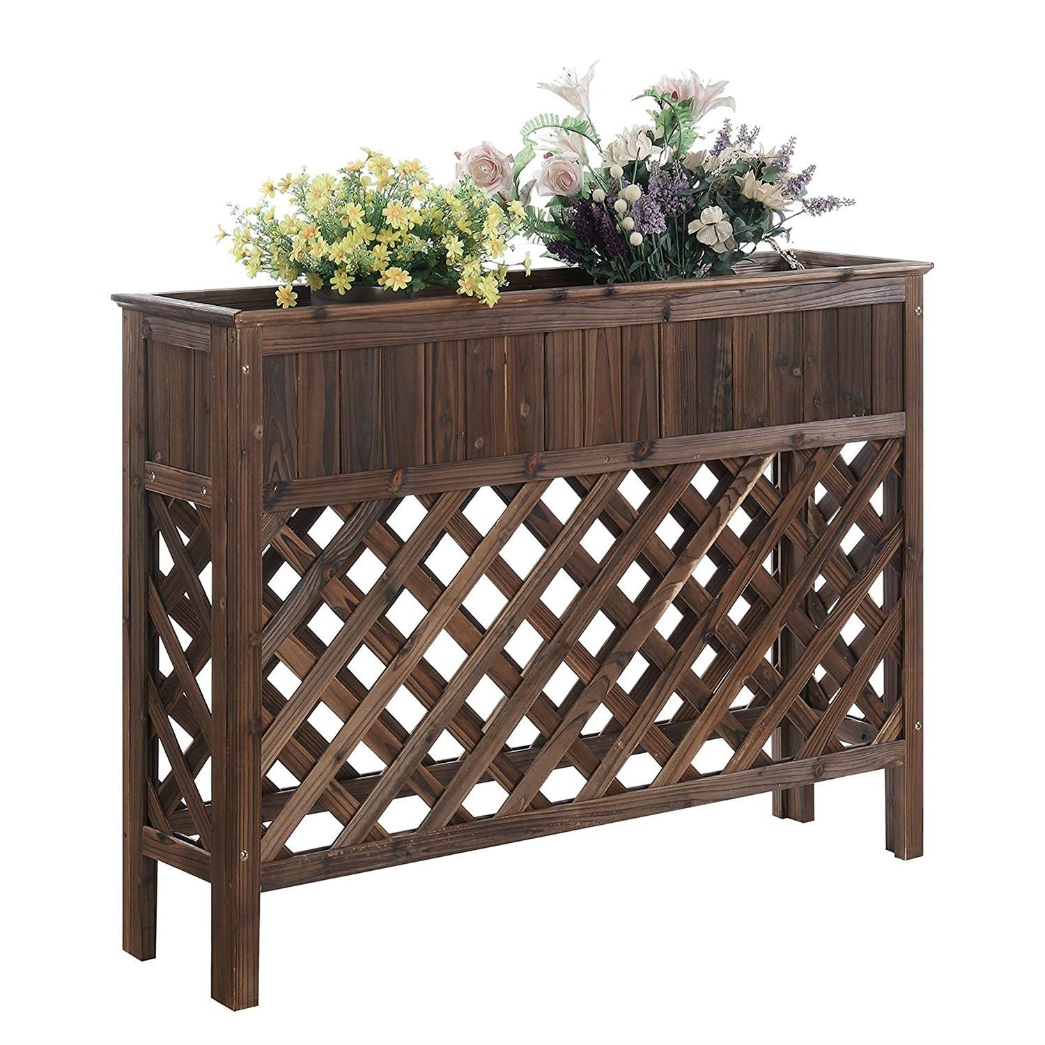 Large Raised Patio Planter Weathered Cedar L 48" x W 12.5" x 35.5"-0