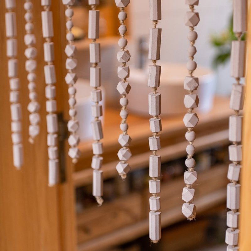 Solid Color Wood Beaded Cord DIY Door Curtain