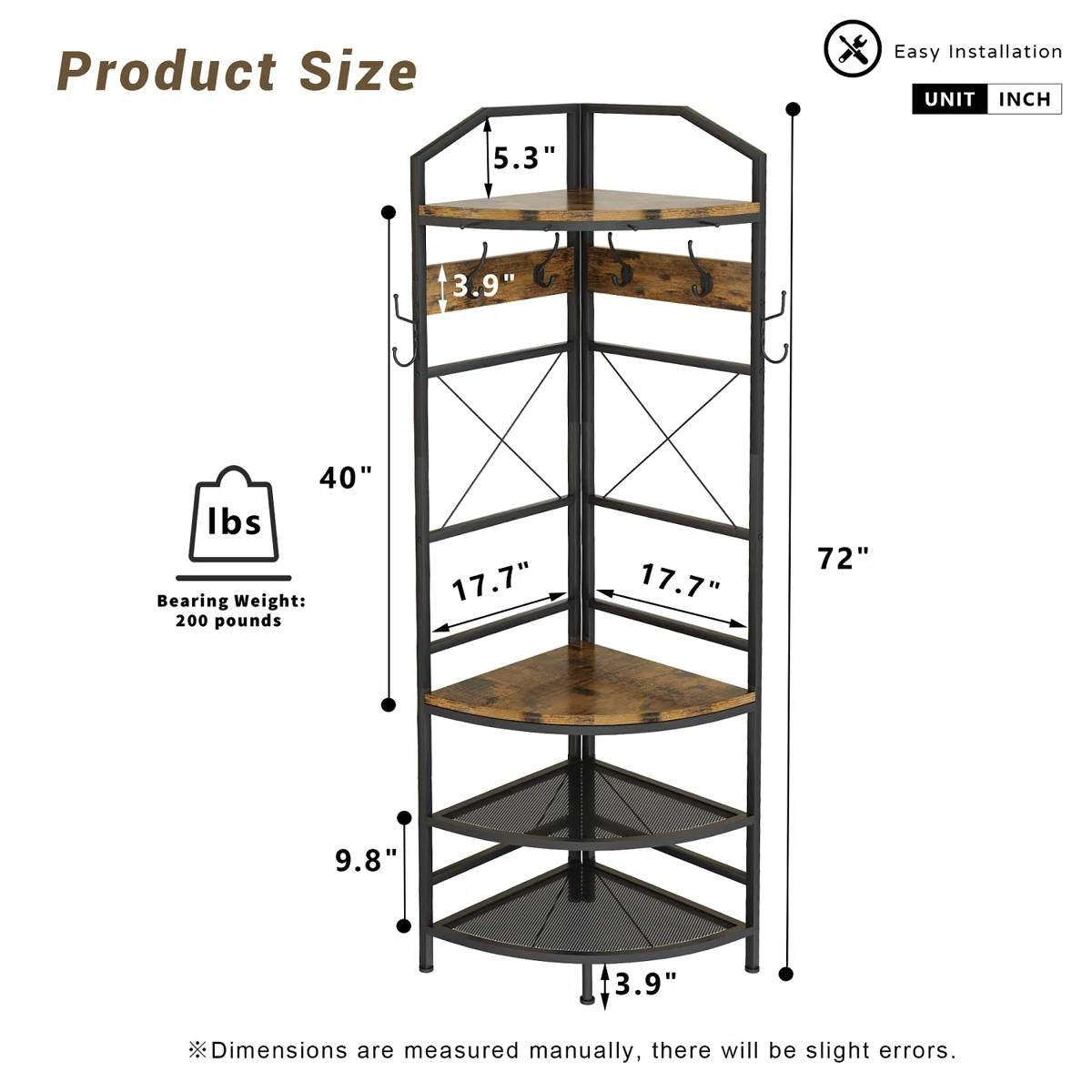 Industrial Metal/Wood Corner Hall Tree Shoe Storage Bench Coat Rack-4