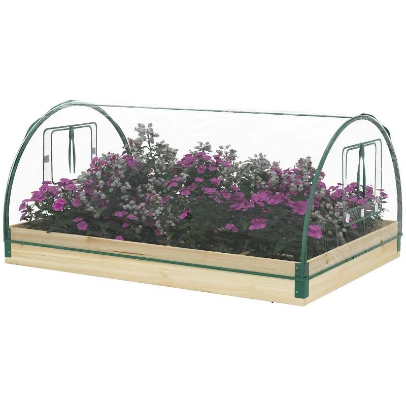 Mini Raised Garden Bed Planter Box Greenhouse Combo with Clear PVC Cover-0