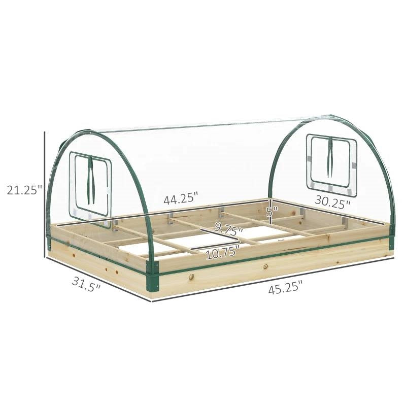 Mini Raised Garden Bed Planter Box Greenhouse Combo with Clear PVC Cover-4