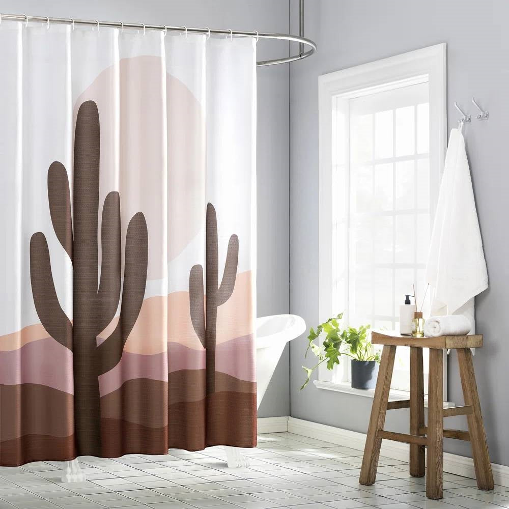 72-in. Desert Cactus Sunset Brown Red Tan Southwest Shower Curtain-0