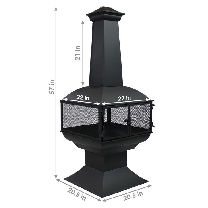 Large Black Outdoor Steel Chimenea Wood Burning Fire Pit-4