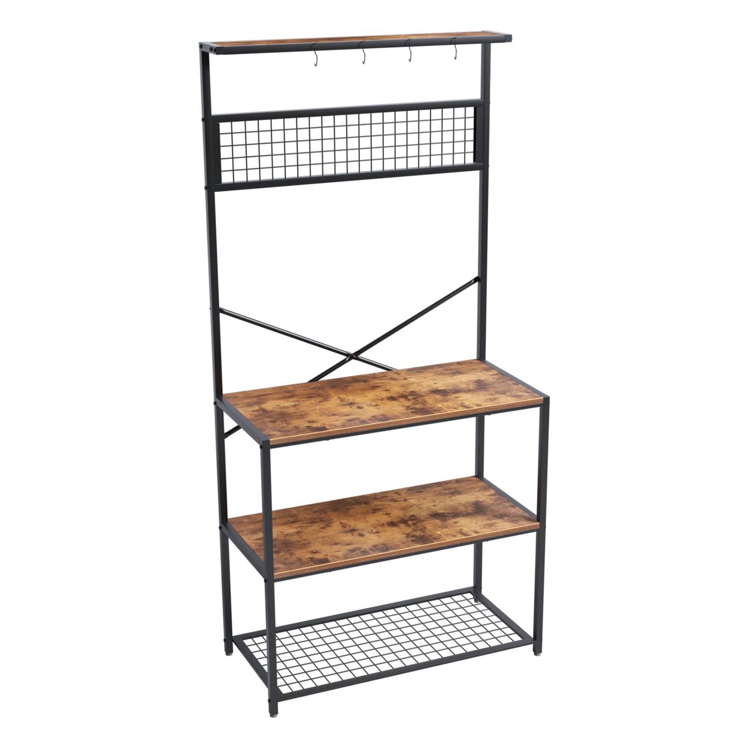 Modern Metal Wood 4-Shelf Kitchen Baker's Rack Microwave Stand-0