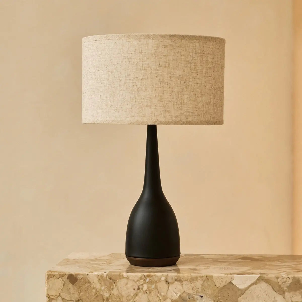 Jacob Black Lamp with Beige Shade – Elegant & Warm Lighting-3