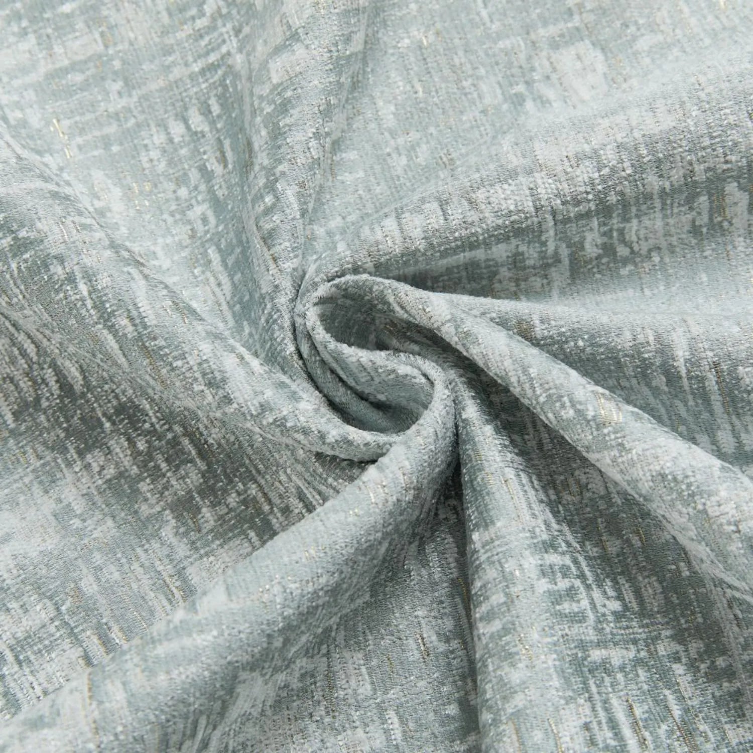 Jade Haze Blue Golden Metallic Curtains