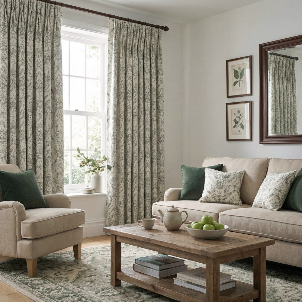 Jolie French Country Style Damask Patterned Curtains