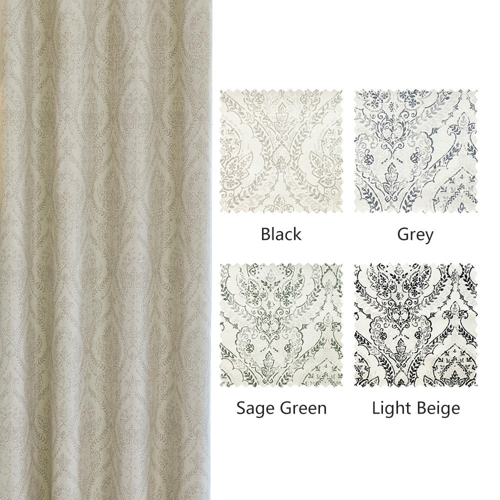 Jolie French Country Style Damask Patterned Curtains