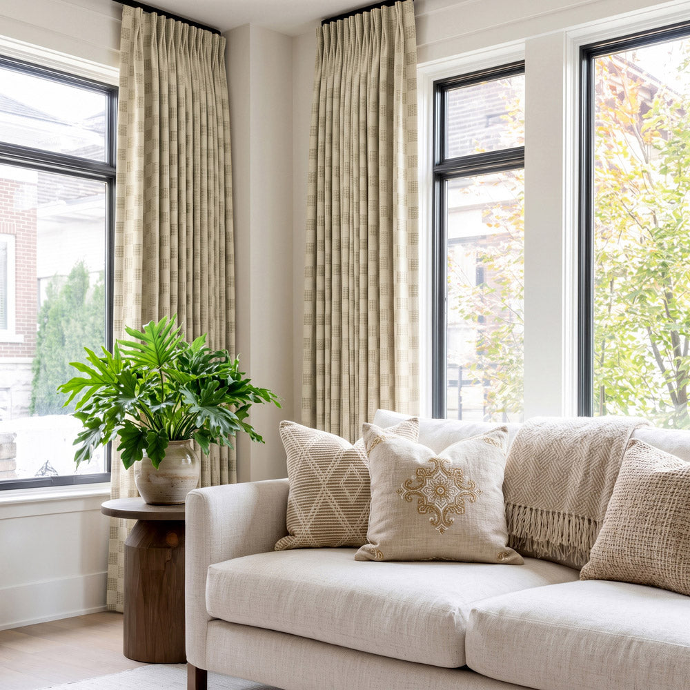 Juniper Woven Textured Plaid Curtains