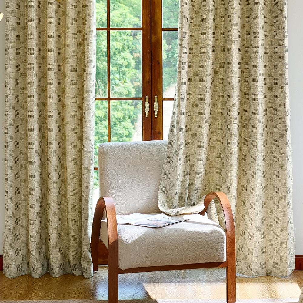 Juniper Woven Textured Plaid Curtains