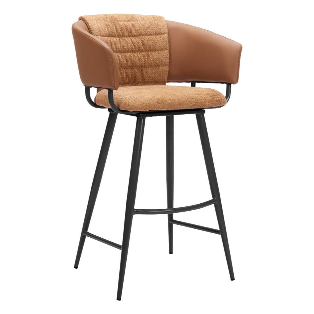 Juno Brown Faux Leather Barstool 2PC