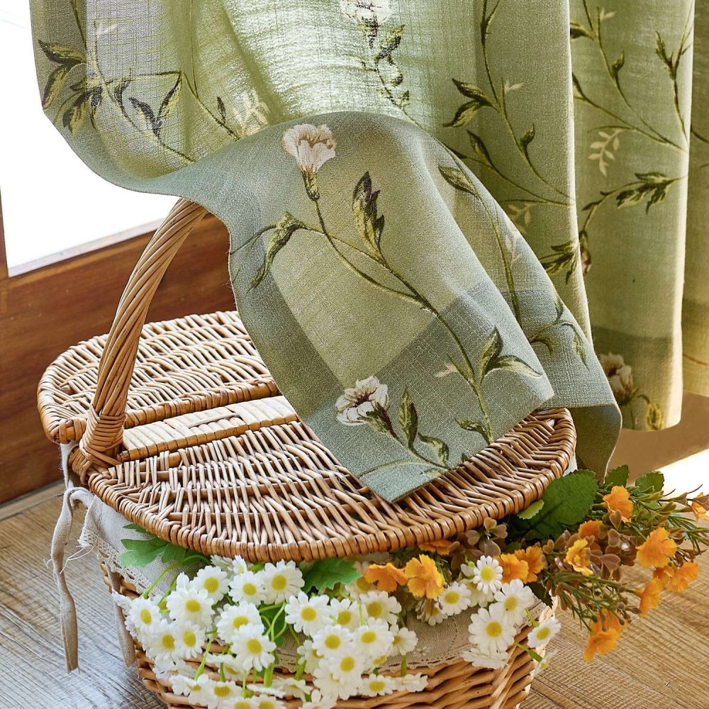 Jussi Pastoral Style Sage Floral Curtains