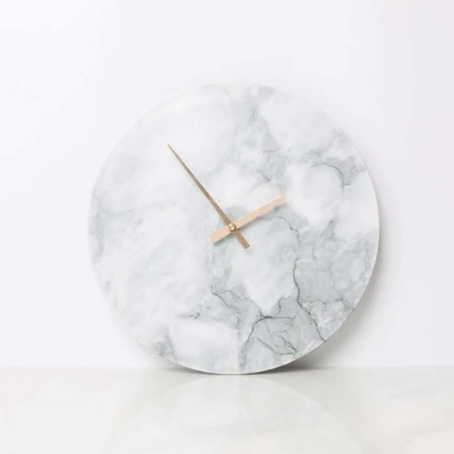 White and Grey Abstract Epoxy Resin Wall Clock For Home Decor-0