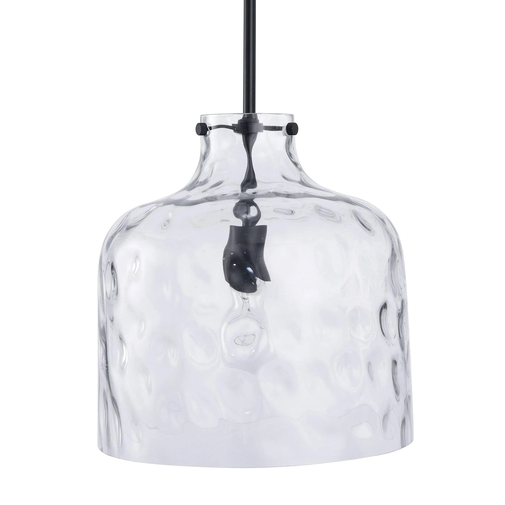 Kara Farmhouse 1-Light Textured Glass Nickel Island Pendant Light