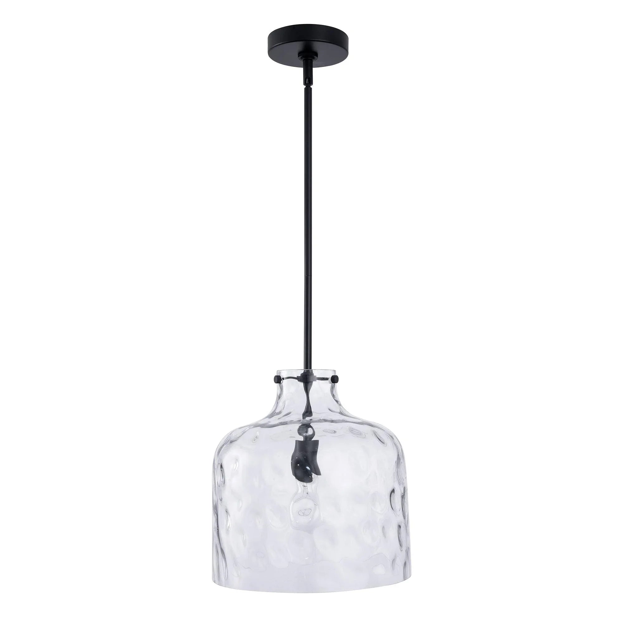 Kara Farmhouse 1-Light Textured Glass Nickel Island Pendant Light
