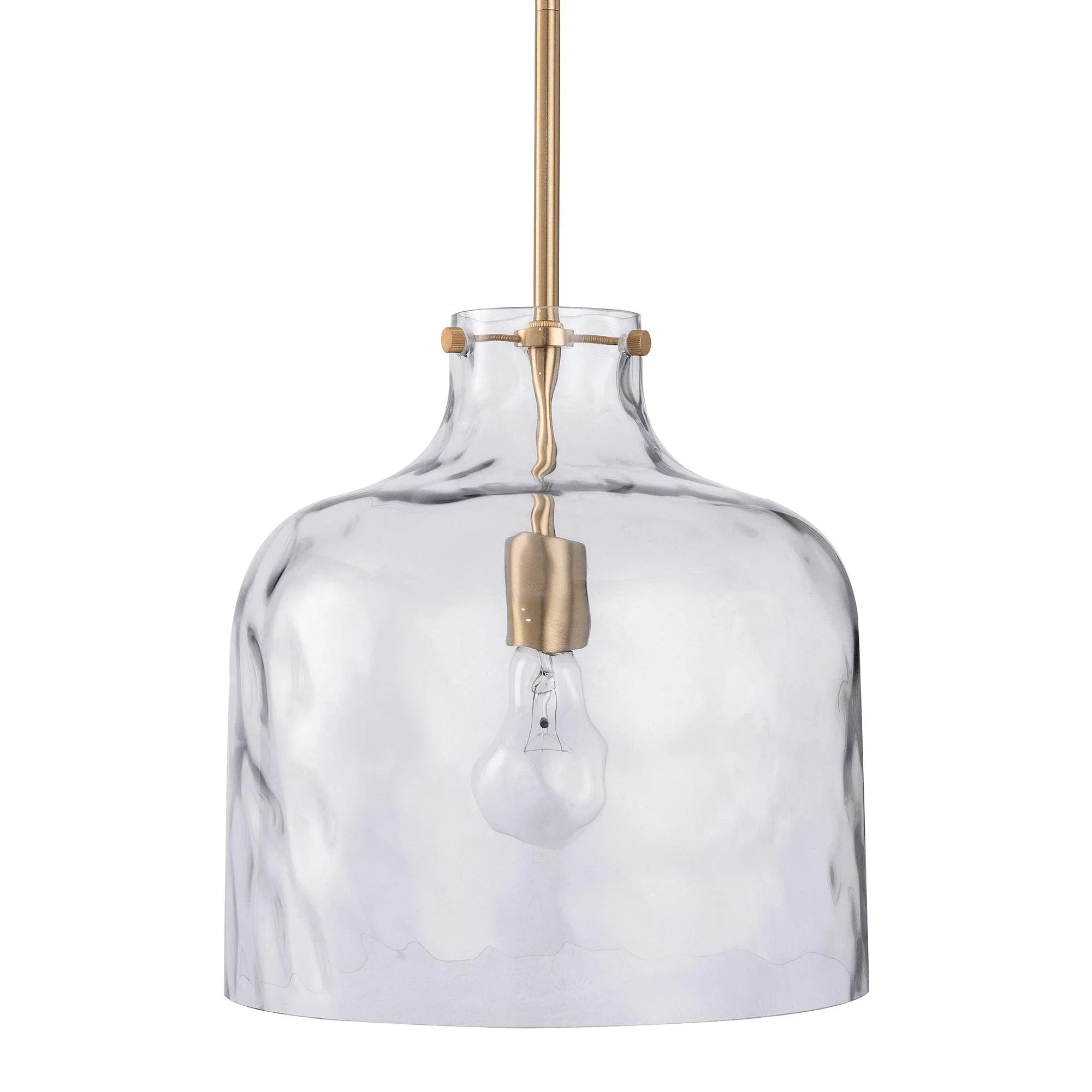 Kara Farmhouse 1-Light Textured Glass Nickel Island Pendant Light