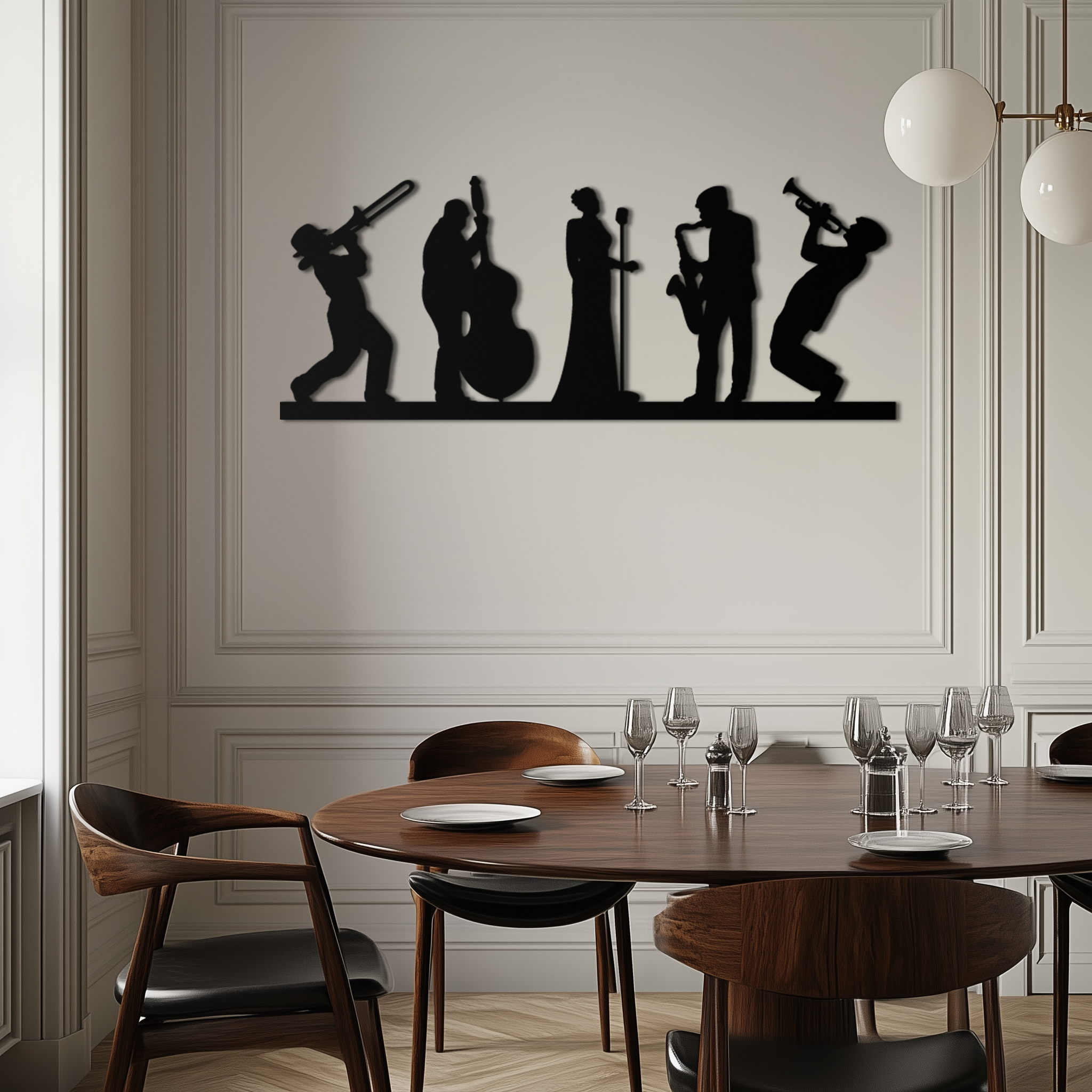 Jazz Band Metal Wall Art - Modern Musician Silhouette Decor- KAF254