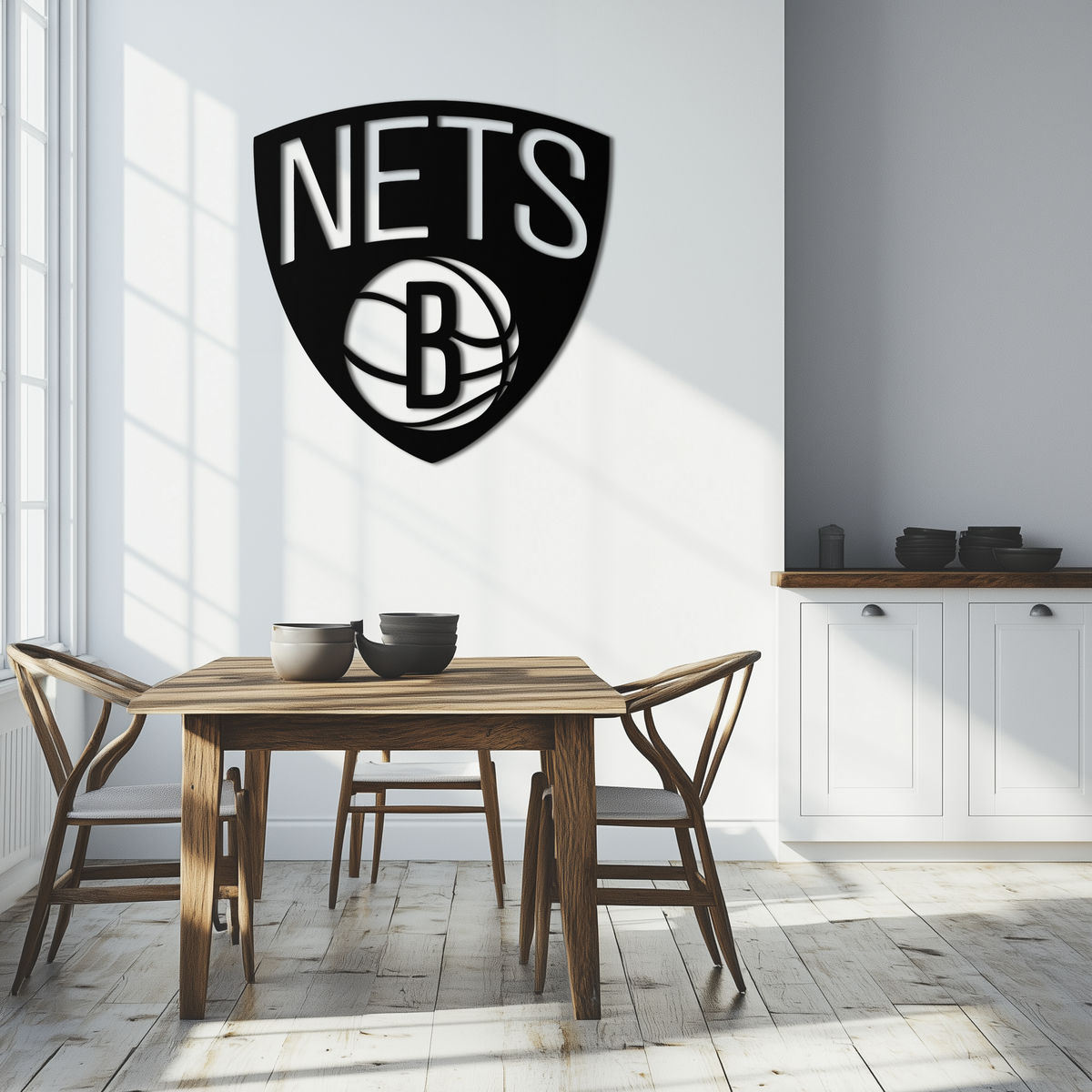 Brooklyn Nets Logo Silhouette Metal Wall Art – Modern Sports-Inspired Decor - KAF669
