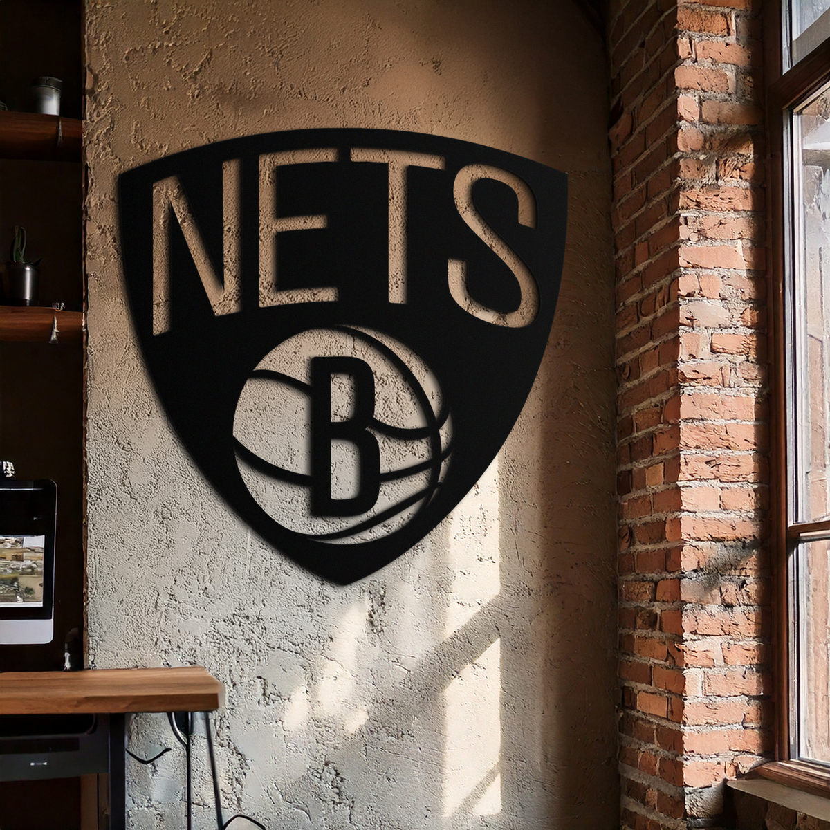 Brooklyn Nets Logo Silhouette Metal Wall Art – Modern Sports-Inspired Decor - KAF669