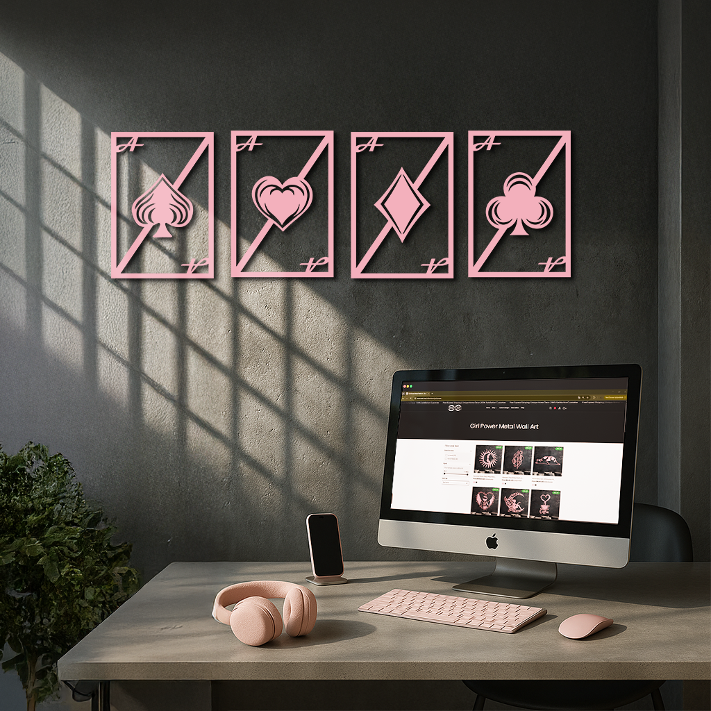 Playing Cards Silhouette Metal Wall Art – Poker Aces Design - KAFGP037