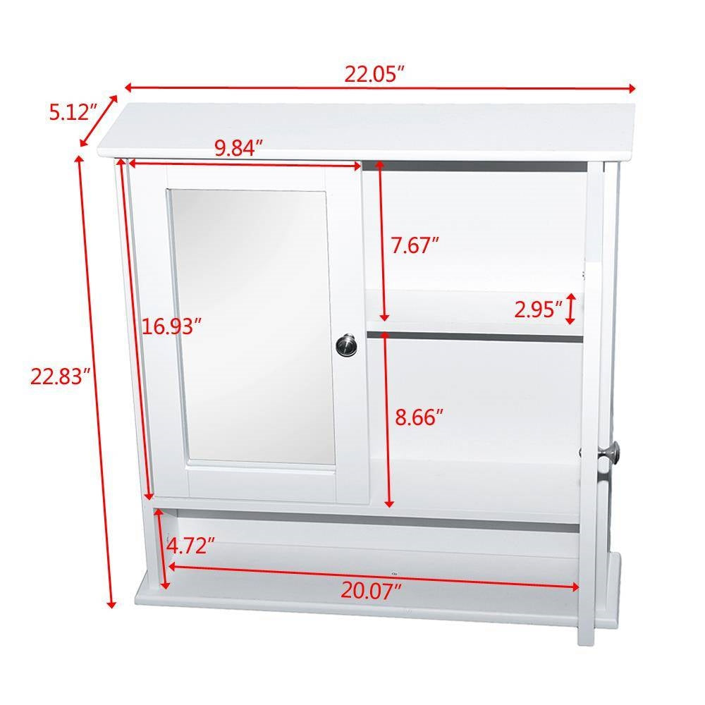 2-Door Wall Mounted Bathroom Medicine Cabinet with Mirror in White-3