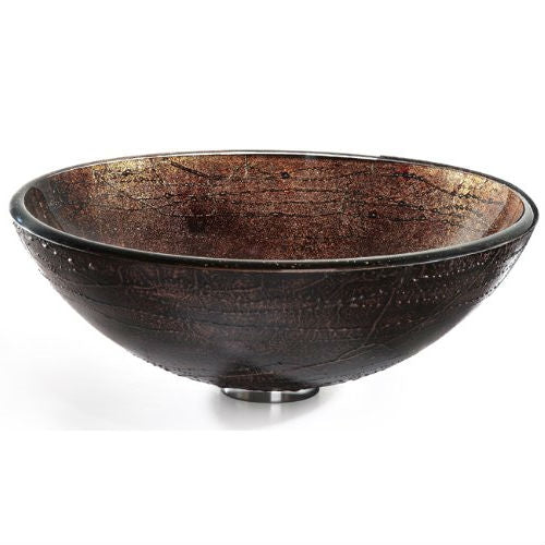 Modern 16.5 inch Round Copper Color Glass Vessel Sink-2