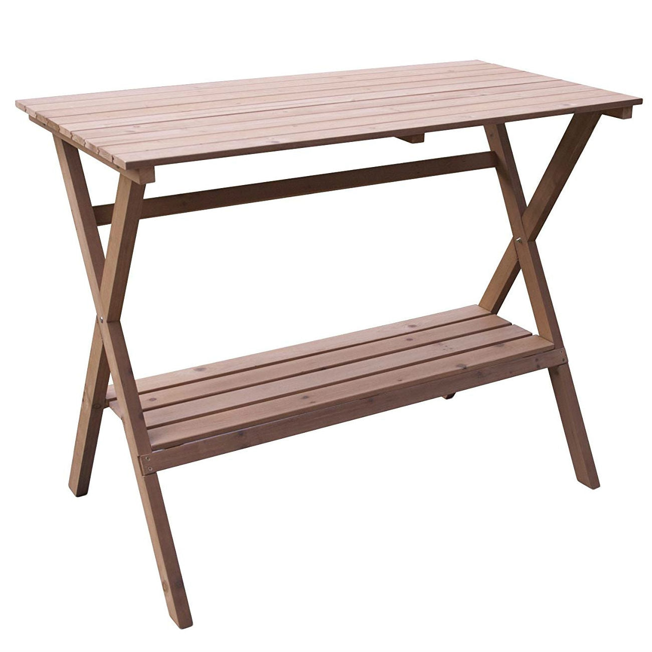 Indoor Outdoor Wood Potting Bench Garden Table with Lower Shelf-0