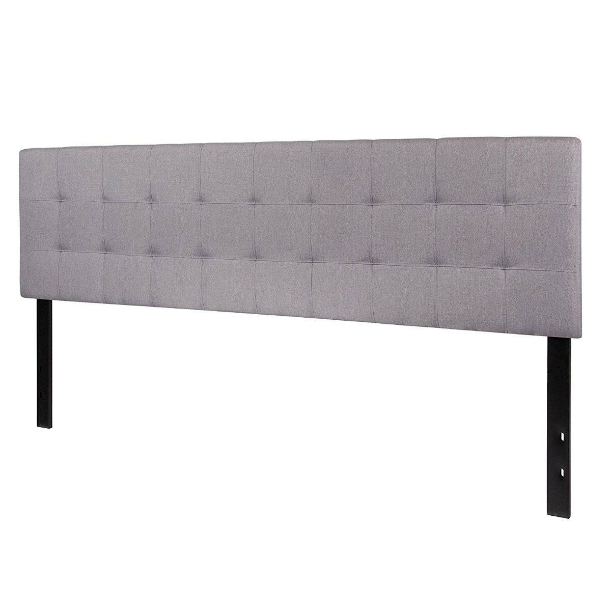 King size Modern Light Grey Fabric Upholstered Panel Headboard-0