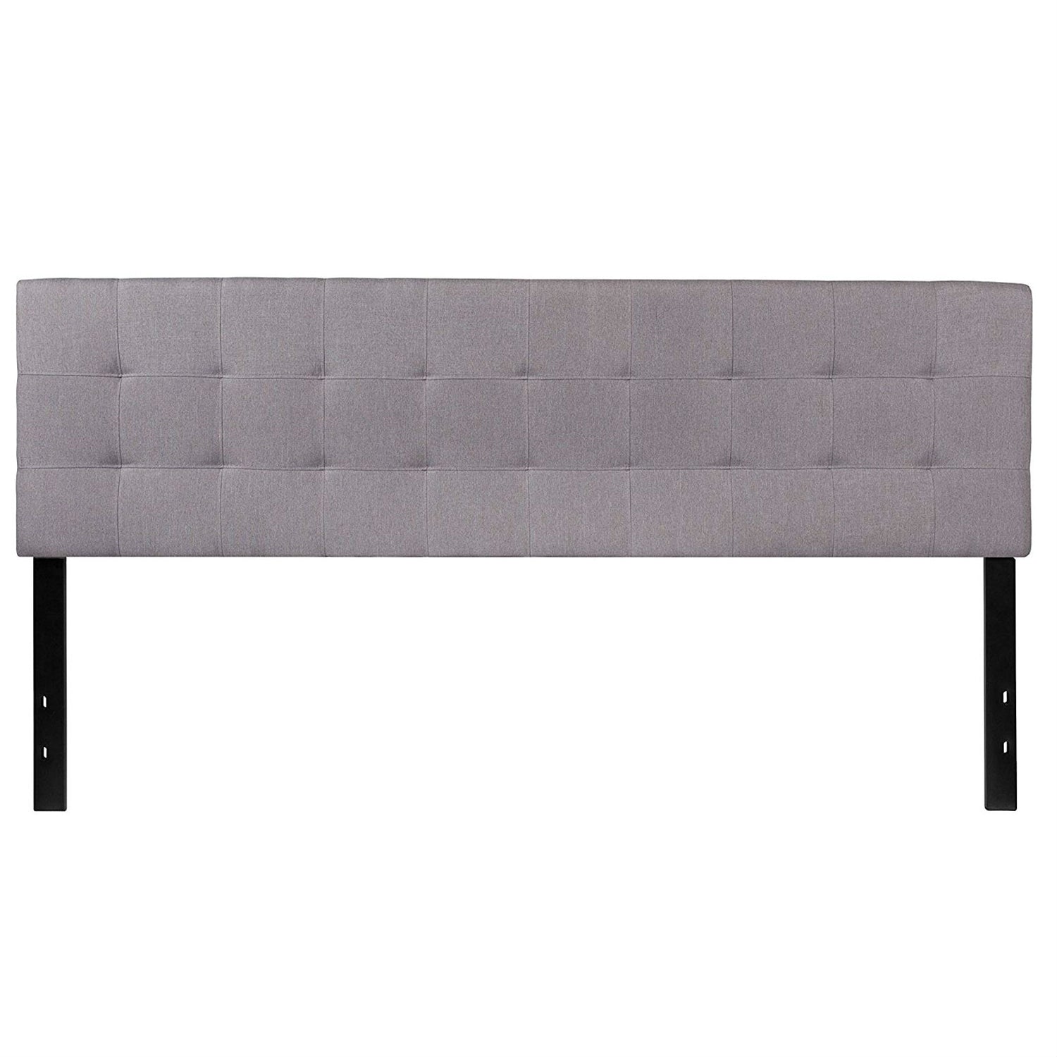 King size Modern Light Grey Fabric Upholstered Panel Headboard-1