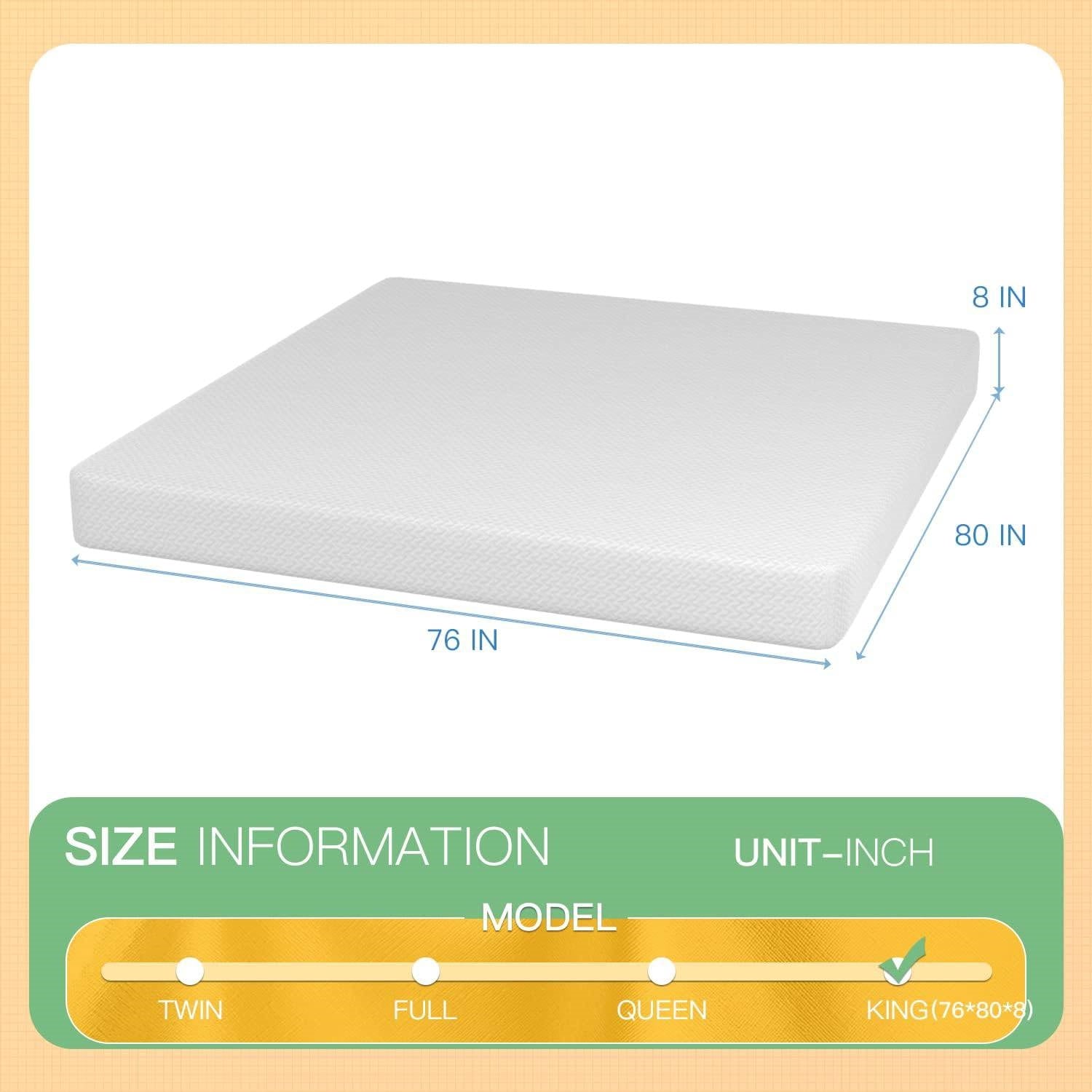 King size 8-inch Thick Medium Firm Cool Gel Memory Foam Mattress-4