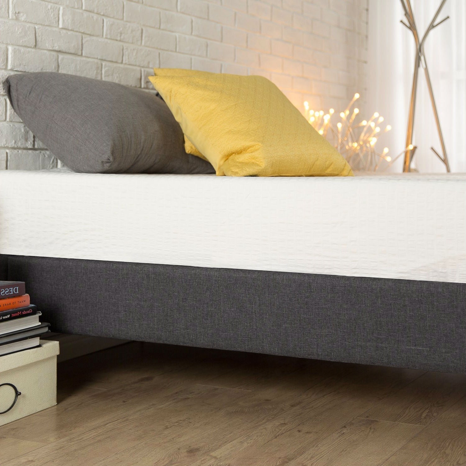 King size Modern Grey Upholstered Padded Platform Bed Fame-2