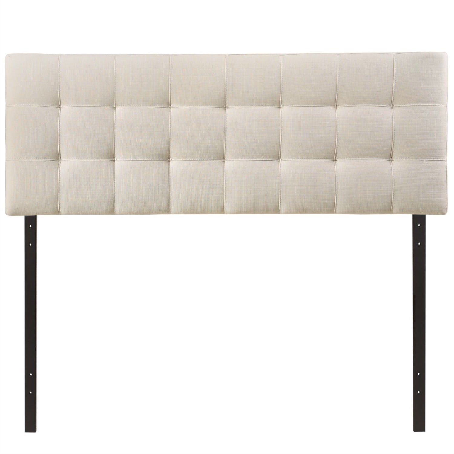 King size Off-White Ivory Fabric Button-Tufted Upholstered Headboard-0