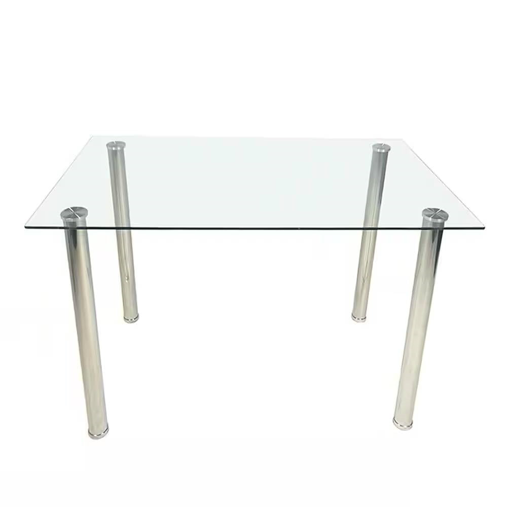 Modern 47-inch x 27-inch Tempered Glass Top Dining Table-0