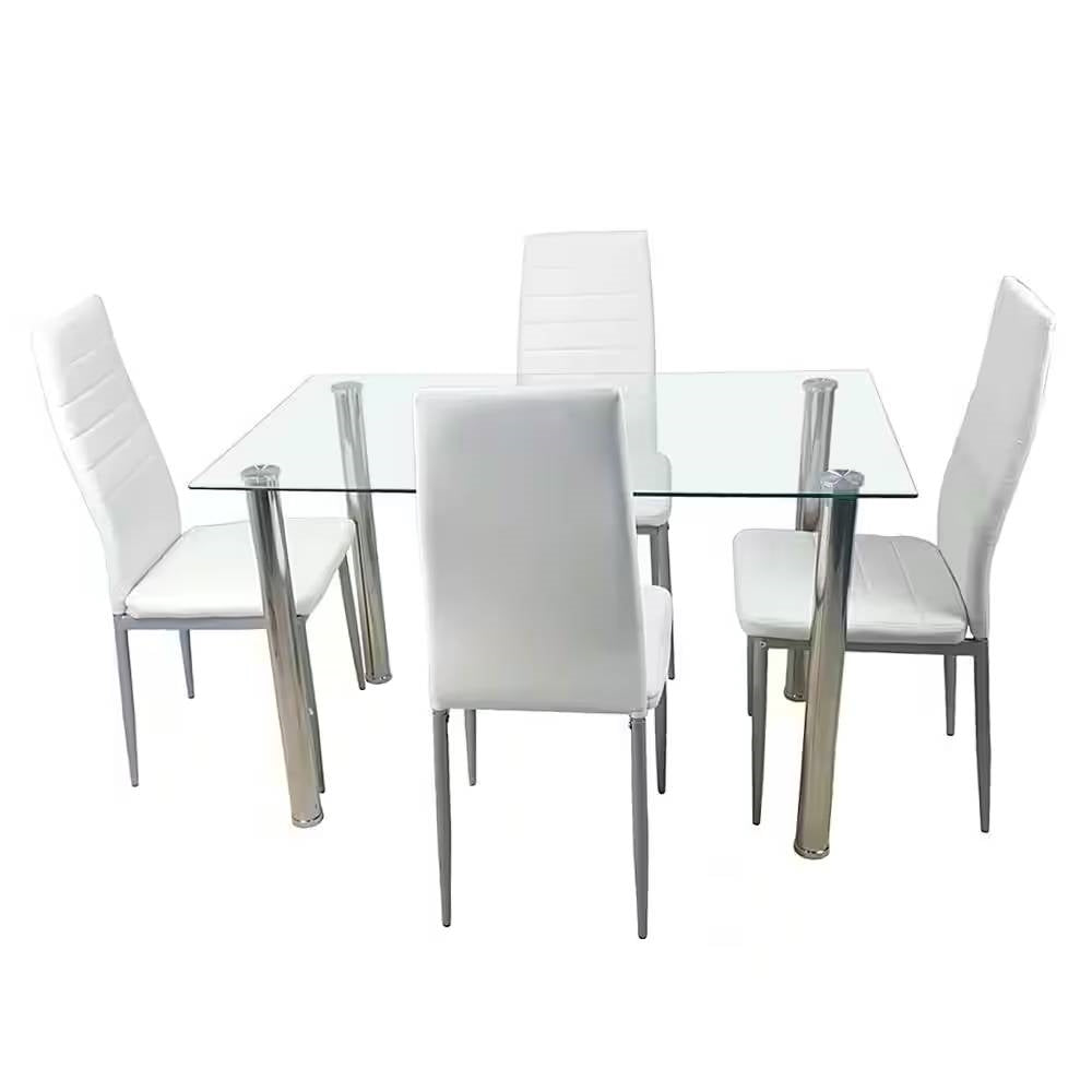 Modern 47-inch x 27-inch Tempered Glass Top Dining Table-2