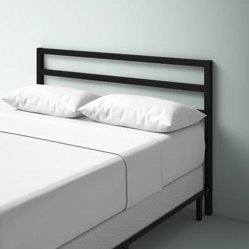 King size Modern Slatted Headboard in Matte Black Metal Finish-2