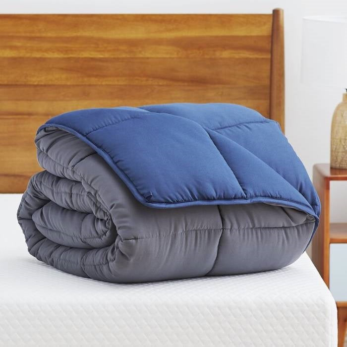 King All Seasons Grey/Navy Reversible Polyester Down Alternative Comforter-3