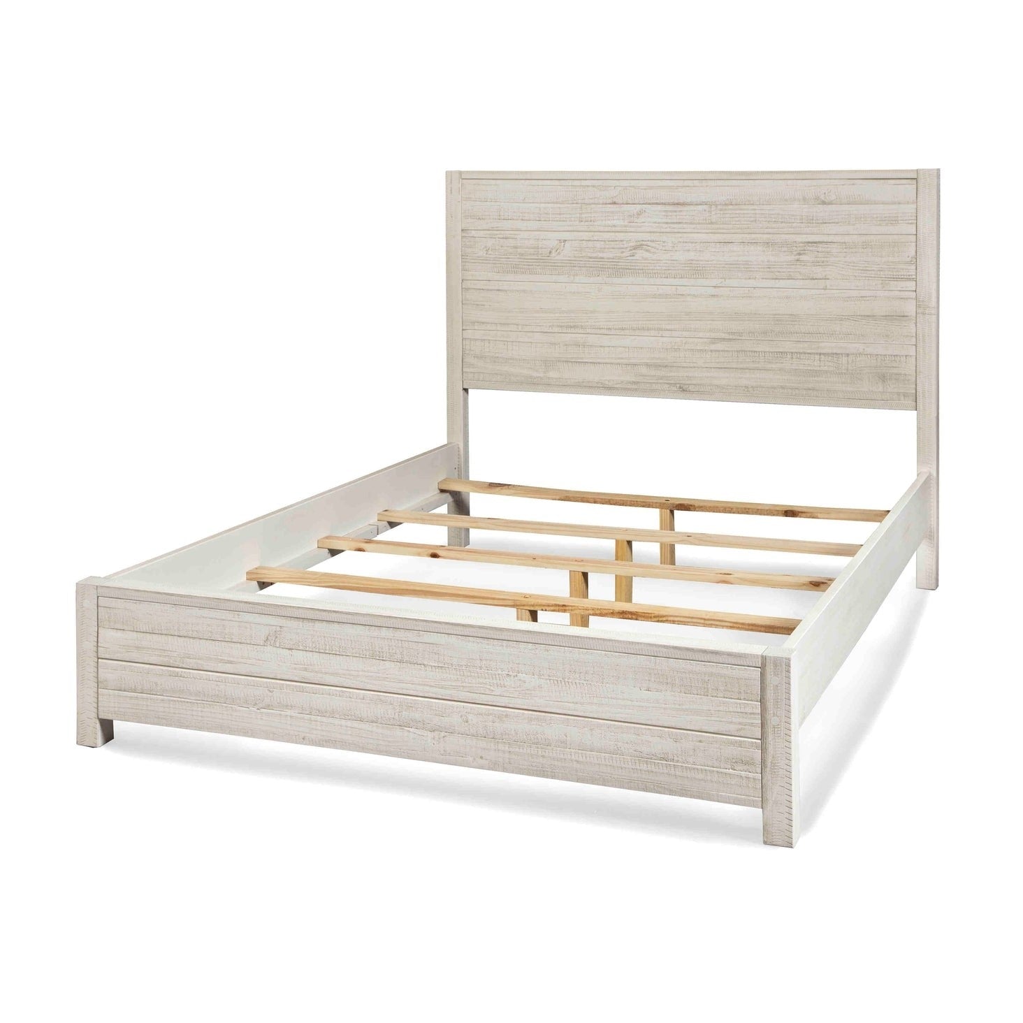 FarmHome Off White Solid Pine Platform Bed in King Size-1