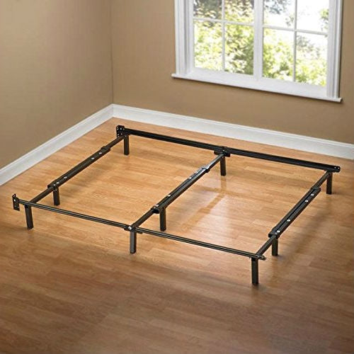 King size 9-Leg Adjustable Metal Bed Frame with Headboard Brackets-0